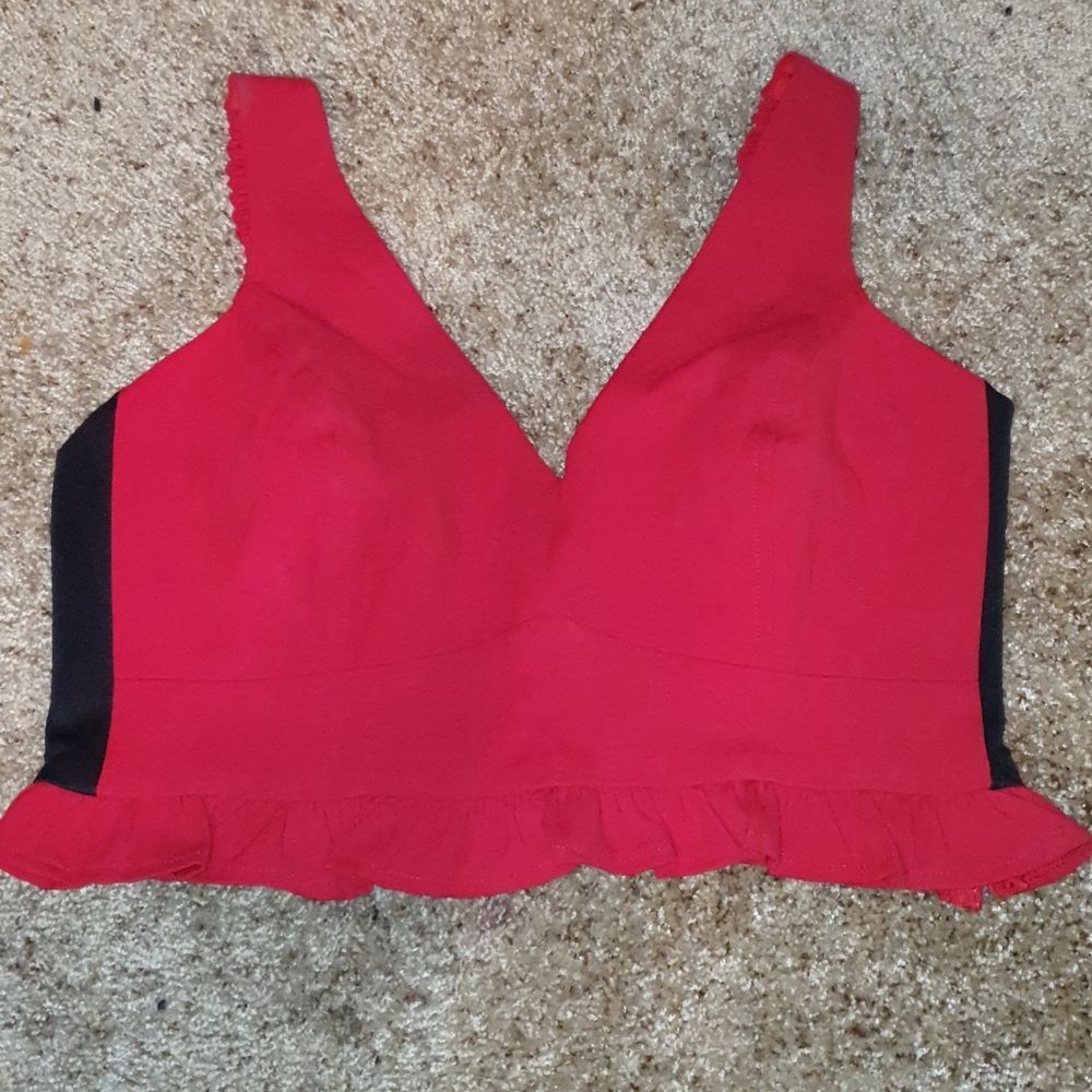 Red Racer Stripe Ruffles Bra Top sz M
